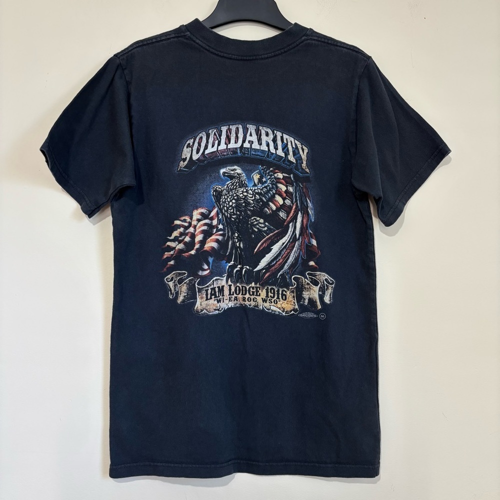 Union Line Vintage Navy Solidarity Eagle USA Graphic retro short sleeve Tee S